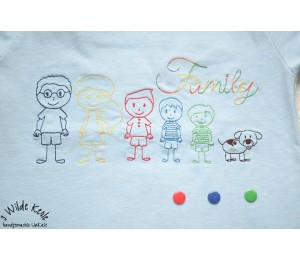 Stickserie - Familienbaukasten Strichmännchen Familie Strichmännchen